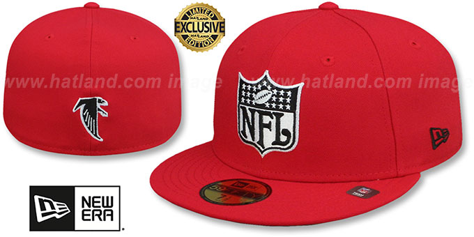 Falcons 'THROWBACK NFL SHIELD-BASIC' Red Fitted Hat by New Era