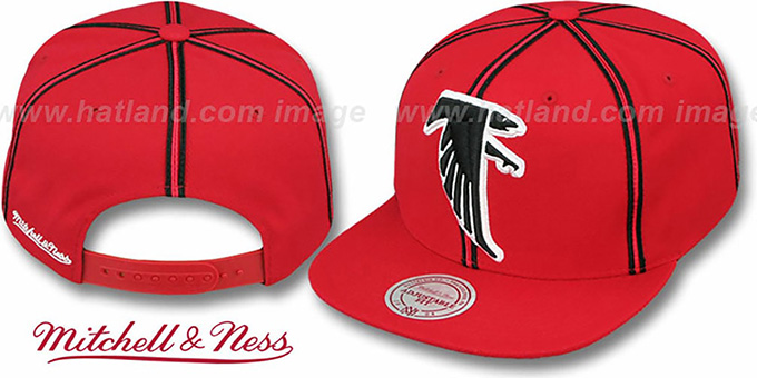 Falcons 'XL-LOGO SOUTACHE SNAPBACK' Red Adjustable Hat by Mitchell and Ness