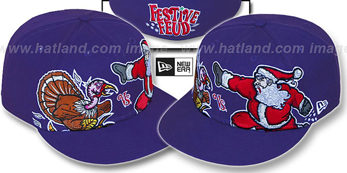 Festive Feud 'TURKEY vs SANTA' Purple Fitted Hat by New Era