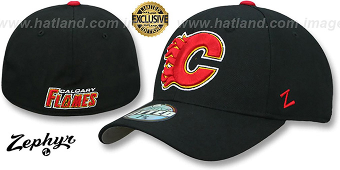 Flames 'SHOOTOUT' Black Fitted Hat by Zephyr