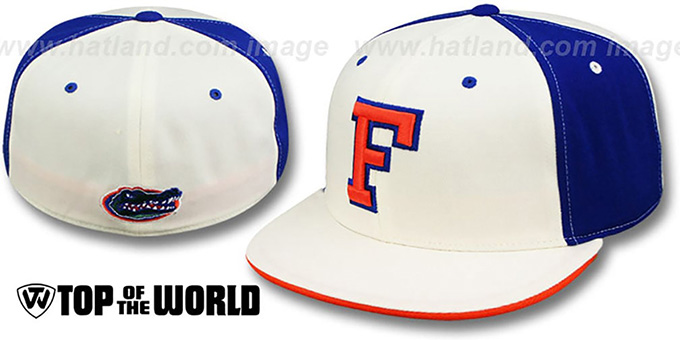 Florida 'PINWHEEL' White-Royal Fitted Hat by Top Of The World