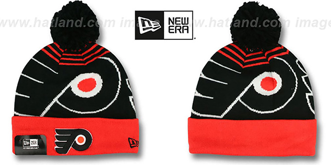 Flyers 'LOGO WHIZ' Black-Orange Knit Beanie Hat by New Era