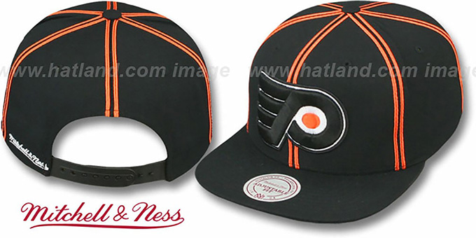 Flyers 'XL-LOGO SOUTACHE SNAPBACK' Black Adjustable Hat by Mitchell and Ness