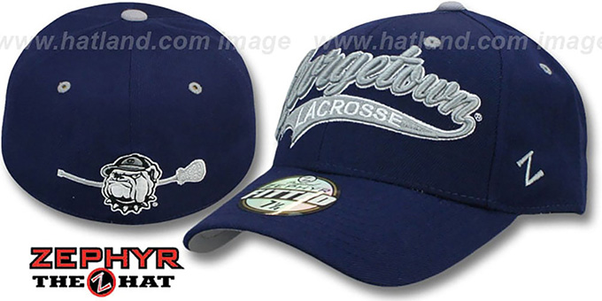 Georgetown 'SWOOP LACROSSE' Navy Fitted Hat by Zephyr