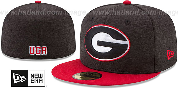 Georgia 'HEATHER-HUGE' Black-Red Fitted Hat by New Era