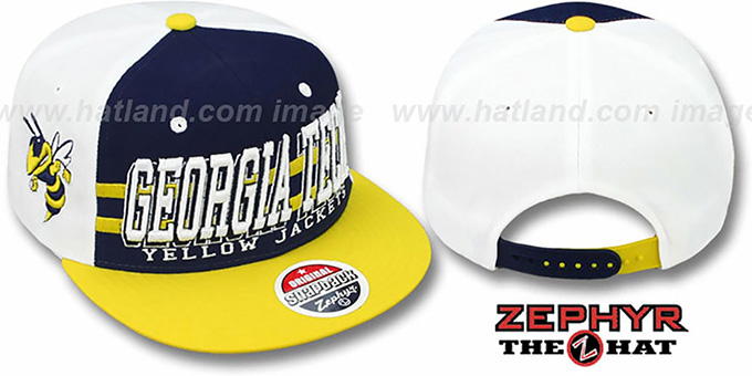 Georgia Tech '2T SUPERSONIC SNAPBACK' Navy-Gold Hat by Zephyr