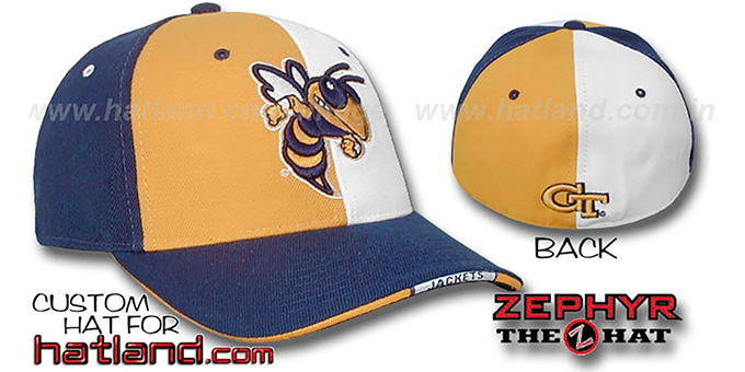 Georgia Tech 'TWIST' Gold-White-Navy Fitted Hat by Zephyr