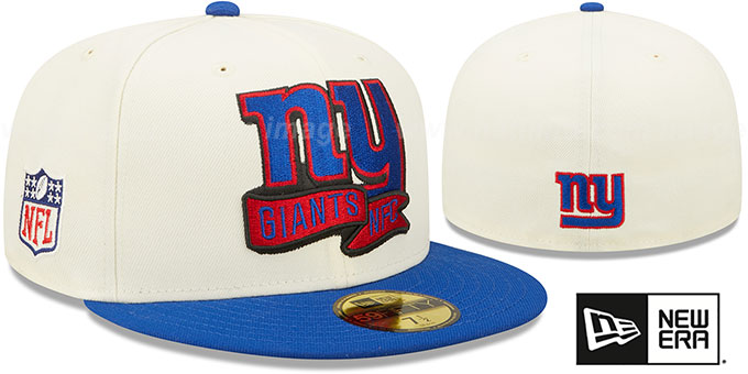 Giants '2022 NFL SIDELINE' Cream-Royal Fitted Hat by New Era