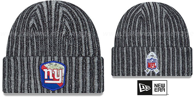 Giants '2023 SALUTE-TO-SERVICE' Black -Grey Knit Beanie Hat by New Era