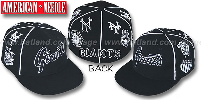 Giants 'COOPERSTOWN ALL-OVER' Black Fitted Hat by American Needle