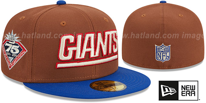 Giants 'HARVEST SIDE-PATCH' Brown-Royal Fitted Hat by New Era