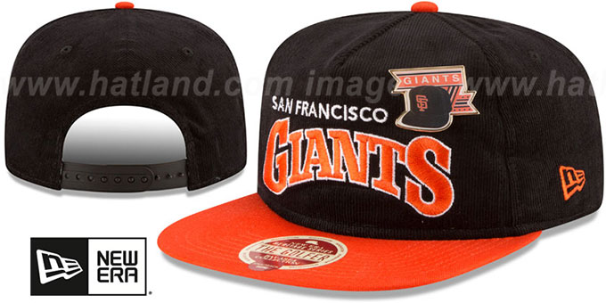 Giants 'HERITAGE PIN CORD SNAPBACK' Black-Orange Hat by New Era