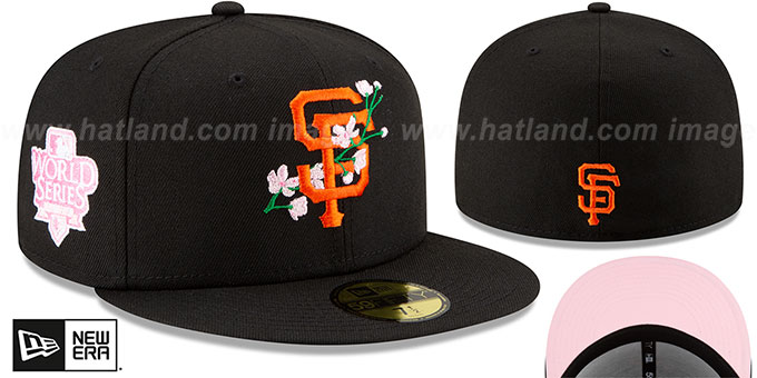 Giants 'LOGO BLOOM SIDE-PATCH' Black-Pink Fitted Hat by New Era