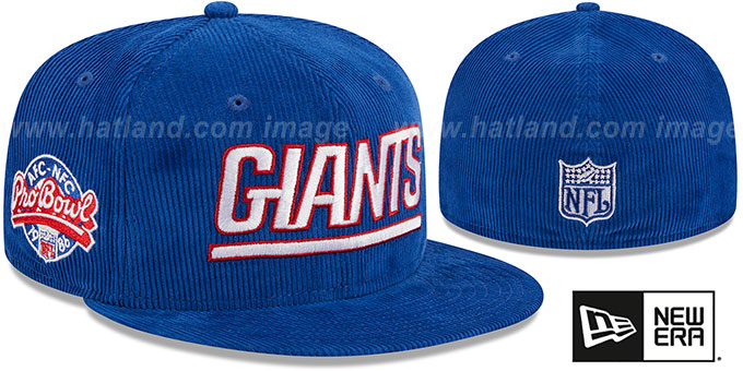 Giants 'OLD SCHOOL CORDUROY SIDE-PATCH' Royal Fitted Hat by New Era