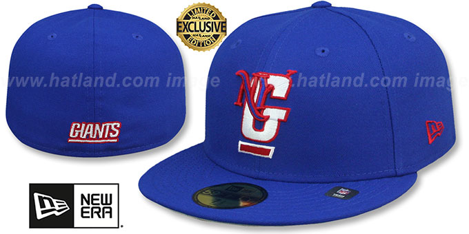 Giants 'THROWBACK NFL LIGATURE' Royal Fitted Hat by New Era