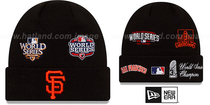 Giants 'WORLD SERIES ELEMENTS' Black Knit Beanie Hat by New Era