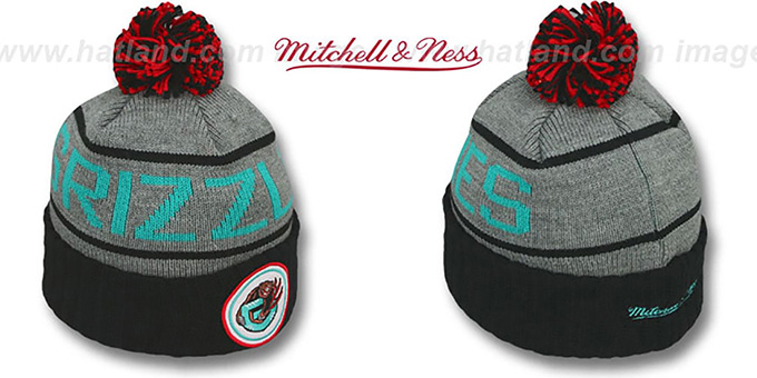 Grizzlies 'HIGH-5 CIRCLE BEANIE' Grey-Black by Mitchell and Ness