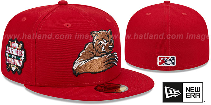 Grizzlies 'MILB MARVEL DEFENDERS SIDE-PATCH' Red Fitted Hat by New Era