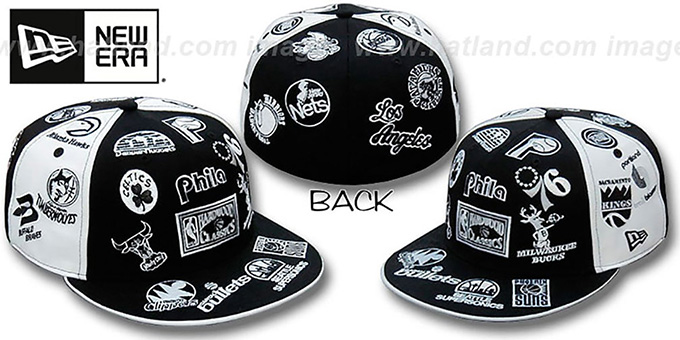 Hardwood 'ALL-OVER PINWHEEL' Black-White Fitted Hat by New Era