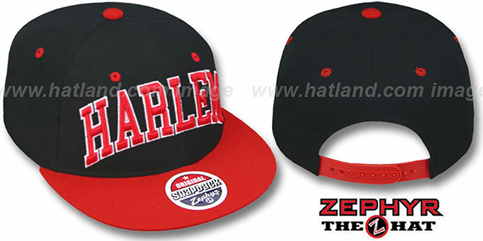 Harlem '2T SUPER-ARCH SNAPBACK' Black-Red Adjustable Hat by Zephyr