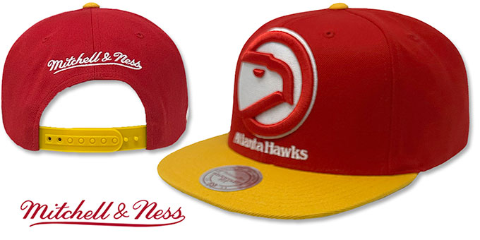 Hawks '2T XL-LOGO SNAPBACK' Red-Gold Hat by Mitchell and Ness