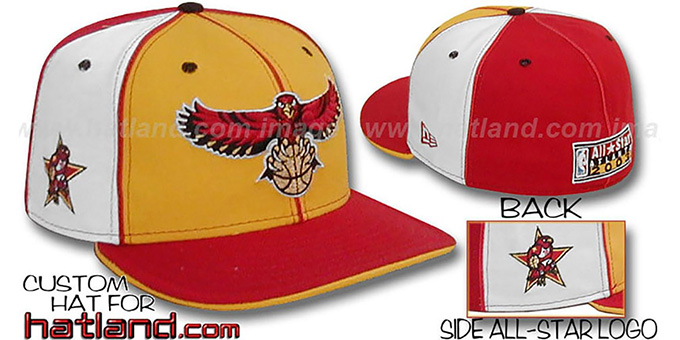 Hawks ALLSTAR 'PINWHEEL' Gold-White-Red Fitted Hat