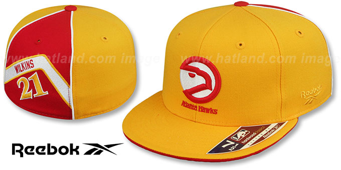 Hawks 'DOMINIQUE WILKINS SWINGMAN' Gold-Red Fitted Hat by Reebok