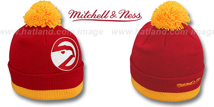 Hawks 'XL-LOGO BEANIE' Red by Mitchell and Ness