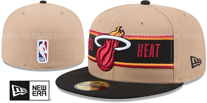 Heat '2024 NBA DRAFT' Camel-Black Fitted Hat by New Era