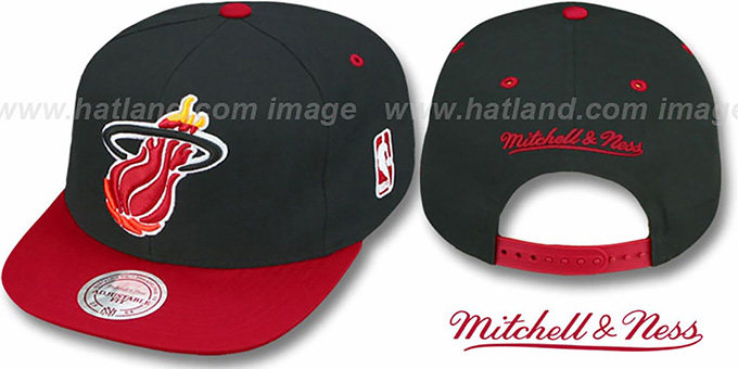 Heat '2T XL-LOGO SNAPBACK' Black-Red Adjustable Hat by Mitchell and Ness