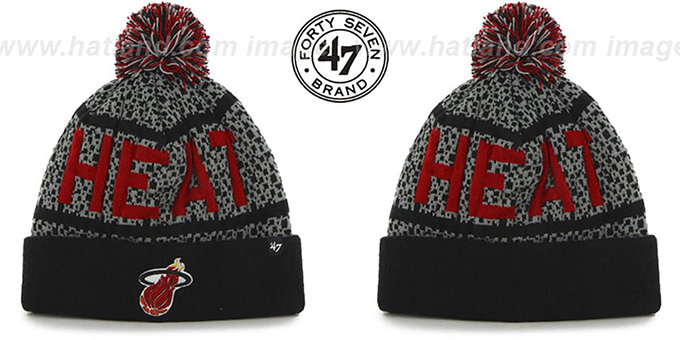 Heat 'BEDROCK' Black-Grey Knit Beanie Hat by Twins 47 Brand