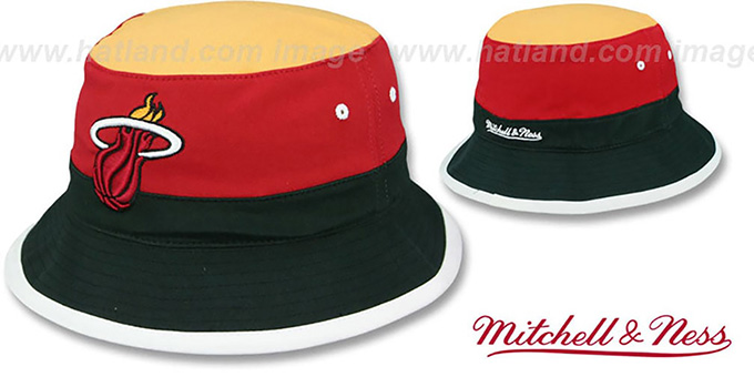 Heat 'COLOR-BLOCK BUCKET' Gold-Red-Black Hat by Mitchell and Ness