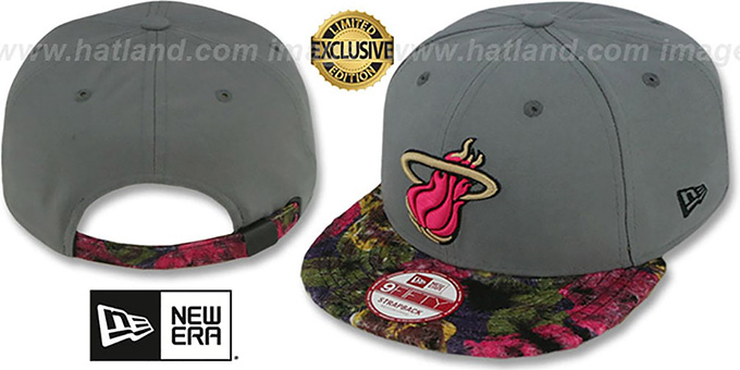 Heat 'FLORAL-FUR STRAPBACK' Grey-Pink Hat by New Era