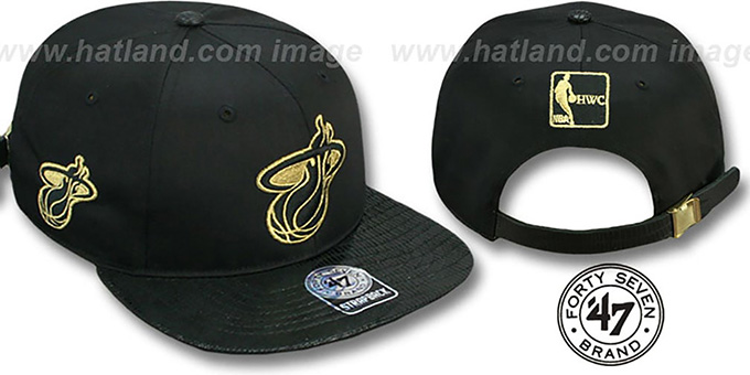 Heat 'JULIGUNK STRAPBACK' Black-Gold Hat by Twins 47 Brand