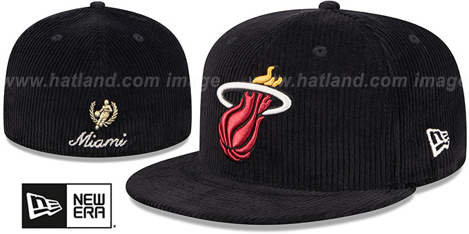 Heat 'LETTERMAN PIN CORDUROY' Black Fitted Hat by New Era