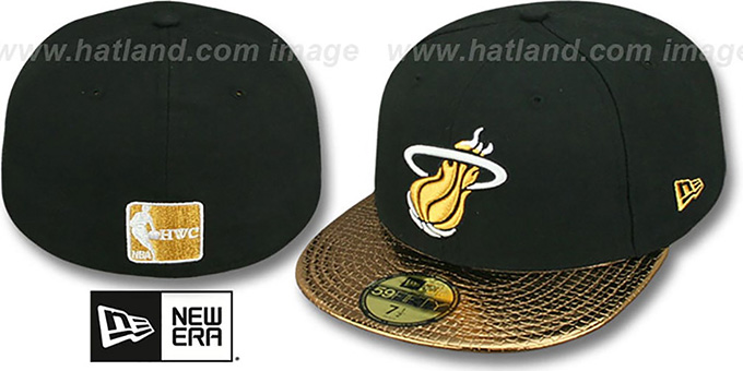 Heat 'METALLIC SLITHER' Black-Gold Fitted Hat by New Era