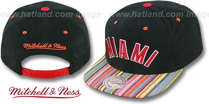 Heat 'NATIVE-STRIPE SNAPBACK' Black Hat by Mitchell and Ness