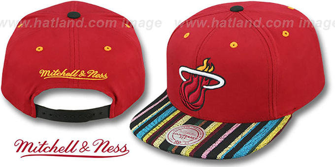 Heat 'NATIVE-STRIPE SNAPBACK' Red Hat by Mitchell and Ness