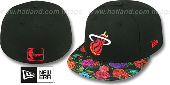 Heat 'REAL FLORAL VIZA-PRINT' Black Fitted Hat by New Era