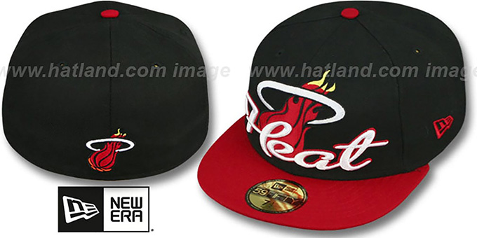 Heat 'SCRIPT-PUNCH' Black-Red Fitted Hat by New Era