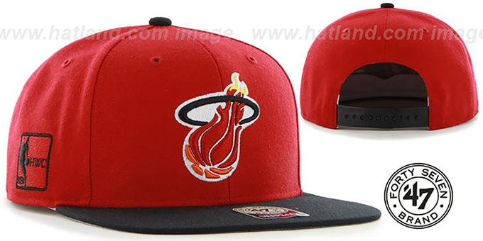 Heat 'SURE-SHOT SNAPBACK' Red-Black Hat by Twins 47 Brand