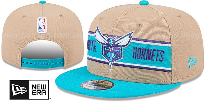 Hornets '2024 NBA DRAFT SNAPBACK' Camel-Teal Hat by New Era