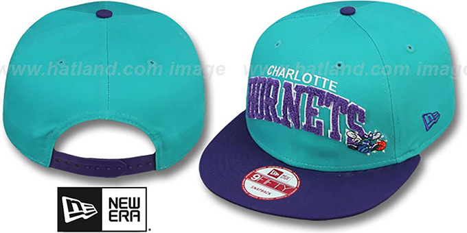 Hornets 'CHENILLE-ARCH SNAPBACK' Teal-Purple Hat by New Era