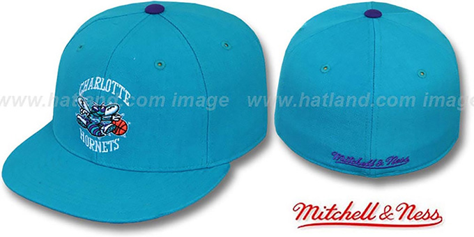 Hornets 'CLASSIC THROWBACK' Teal Fitted Hat by Mitchell and Ness