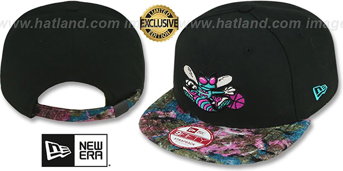 Hornets 'FLORAL-FUR STRAPBACK' Black-Purple Hat by New Era