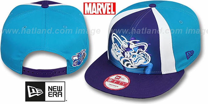 Hornets 'MARVEL RETRO-SLICE SNAPBACK' Teal-Purple Hat by New Era