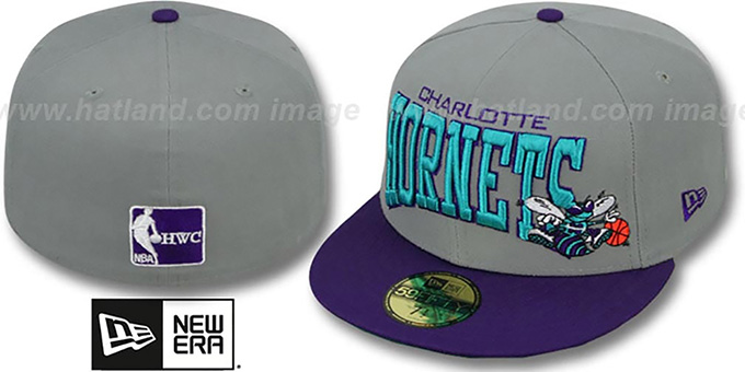 Hornets 'PRO-ARCH' Grey-Purple Fitted Hat by New Era