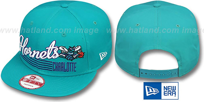 Hornets 'SCRIPT-STRIPE SNAPBACK' Teal Hat by New Era