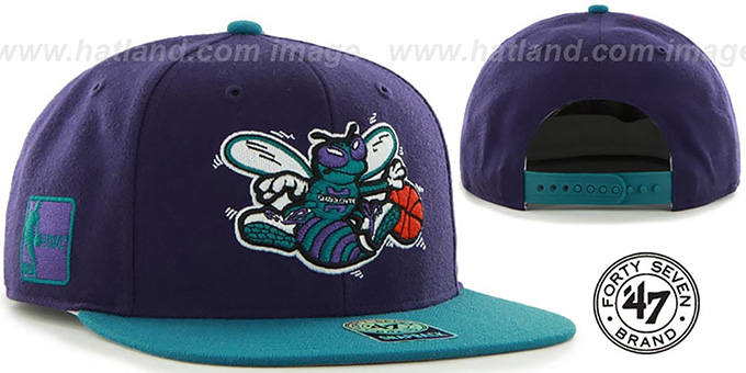 Hornets 'SURE-SHOT SNAPBACK' Purple-Teal Hat by Twins 47 Brand