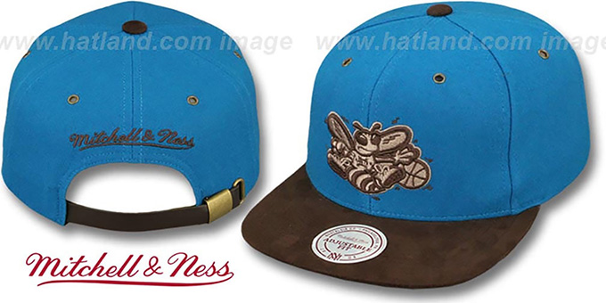 Hornets 'TC-BROWN SUEDE STRAPBACK' Hat Mitchell and Ness